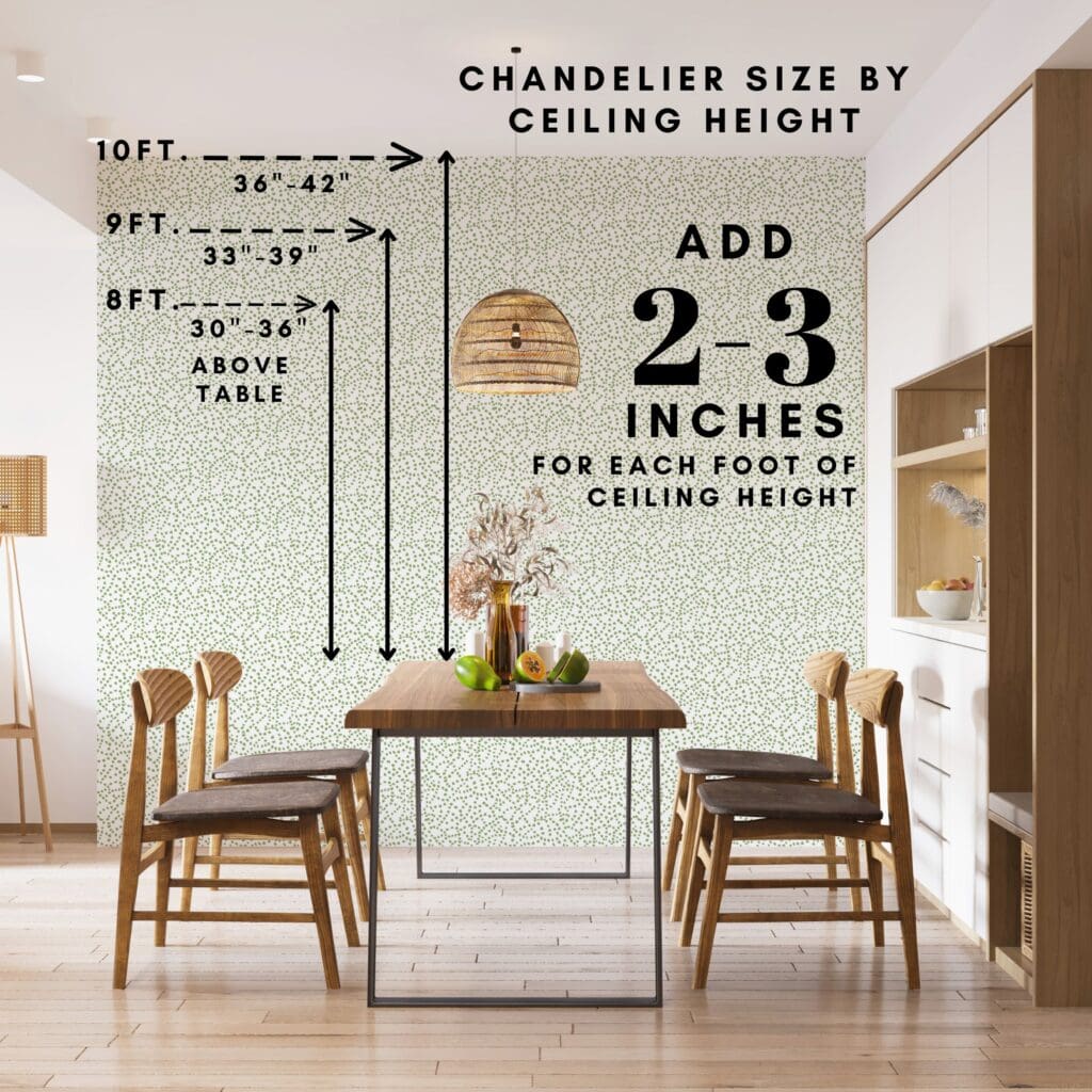 dining room light fixture height guide infographic