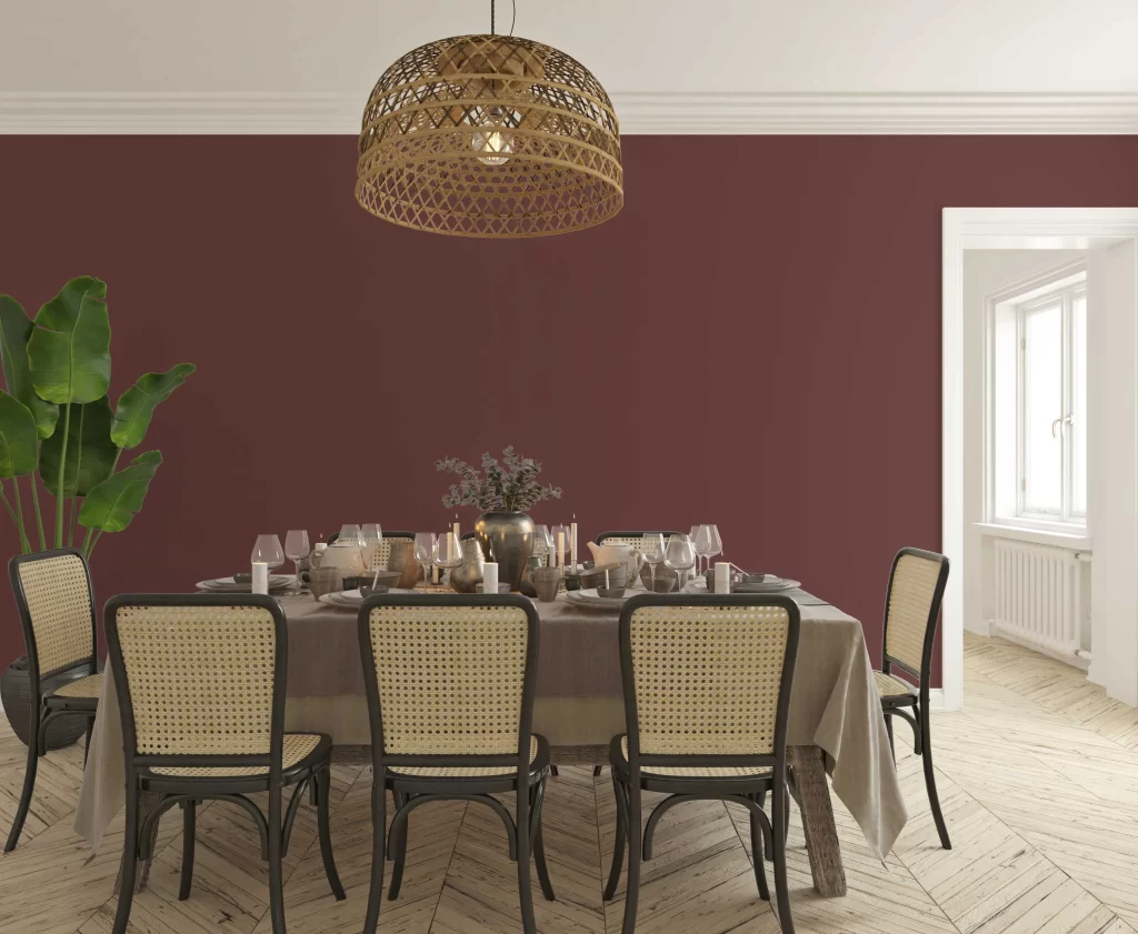Dining Room with Benjamin Moore Hodley Red wall color