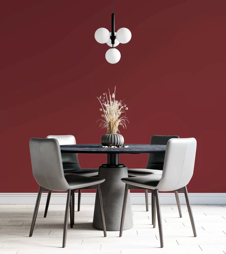 Dining Room with Benjamin Moore Raspberry Truffle wall color
