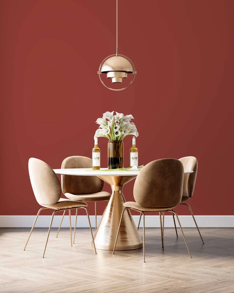 Dining Room with Sherwin Williams Chinese Red walls