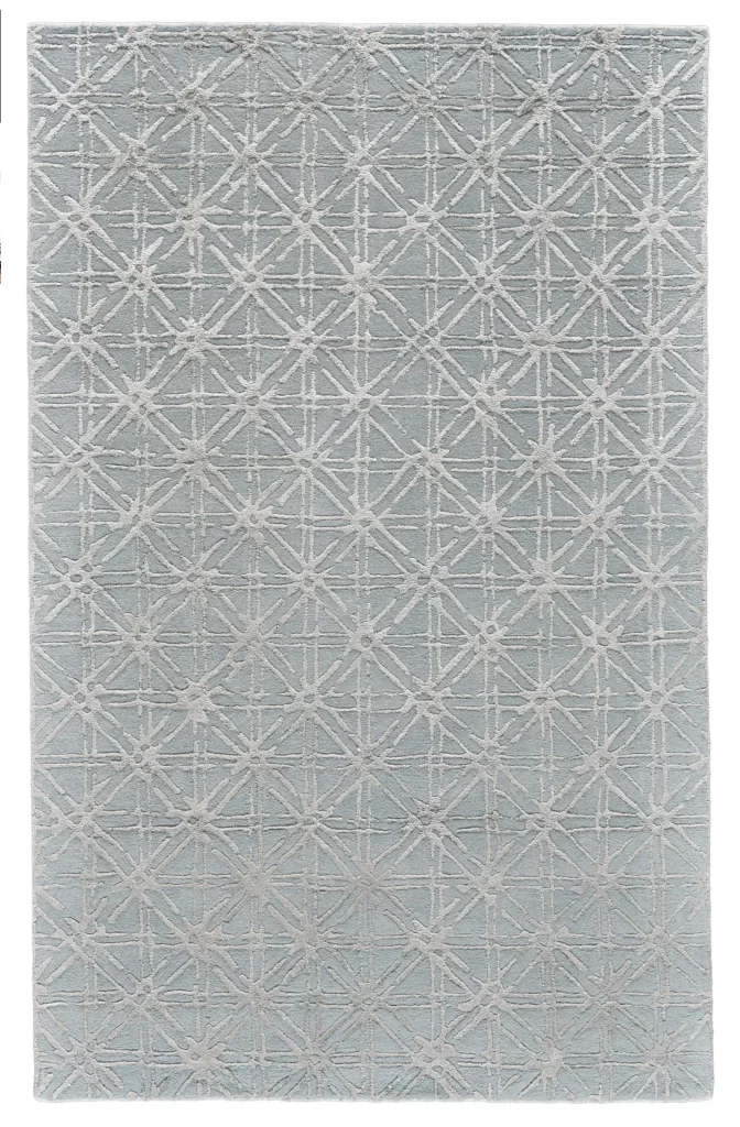 FEIZY MANOA TUFTED LATTICE WOOL RUG in silver and sky blue