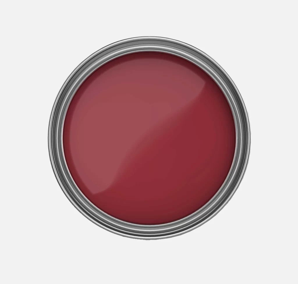 Paint can with Benjamin Moore Raspberry Truffle on white background