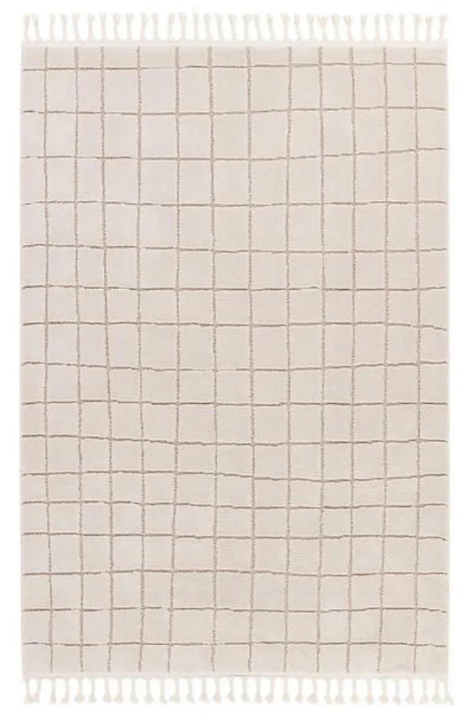 Anton Striped Cream/Tan Rug in beige and cream windowpane design