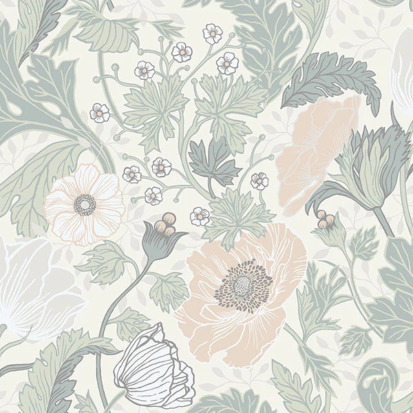 Anemone Light Grey Floral Wallpaper by Astek