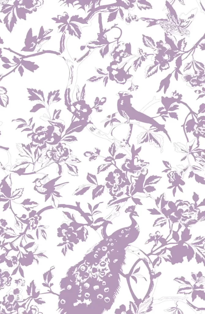 Astek Peacock wallpaper in Lavender