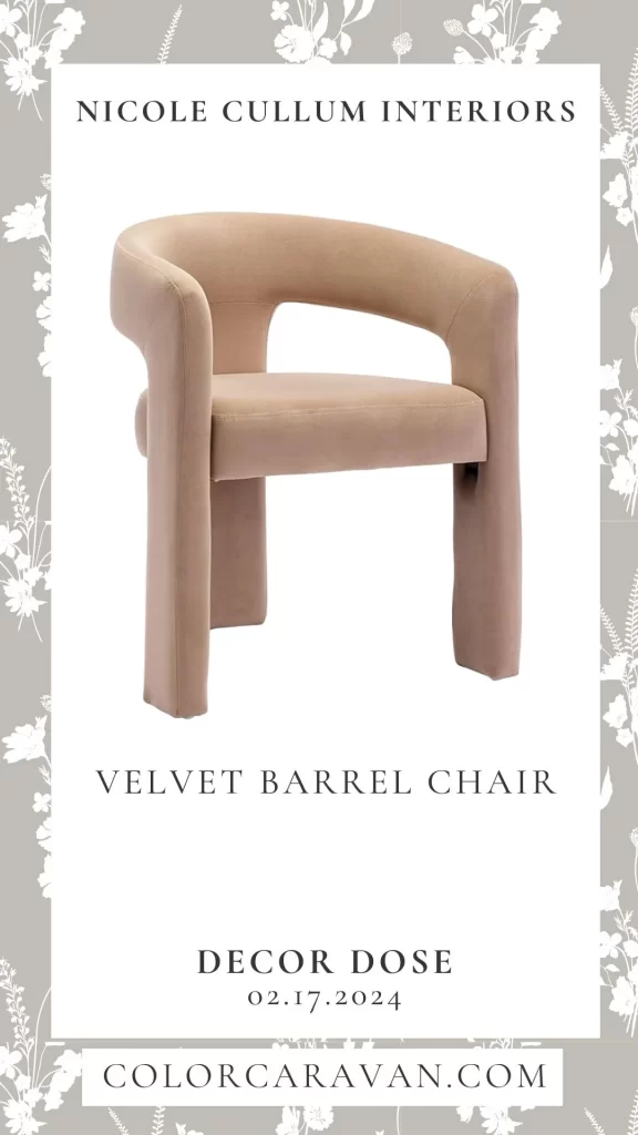 Nicole Cullum Interiors Decor Dose Velvet Barrel Chair
