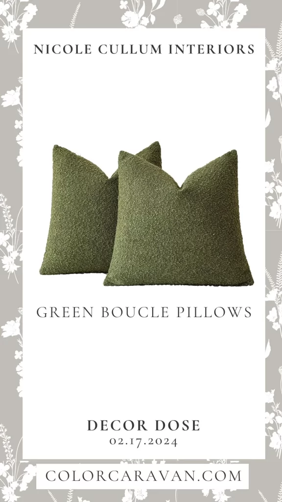 Nicole Cullum Interiors Decor Dose Green Boucle Pillow Cover