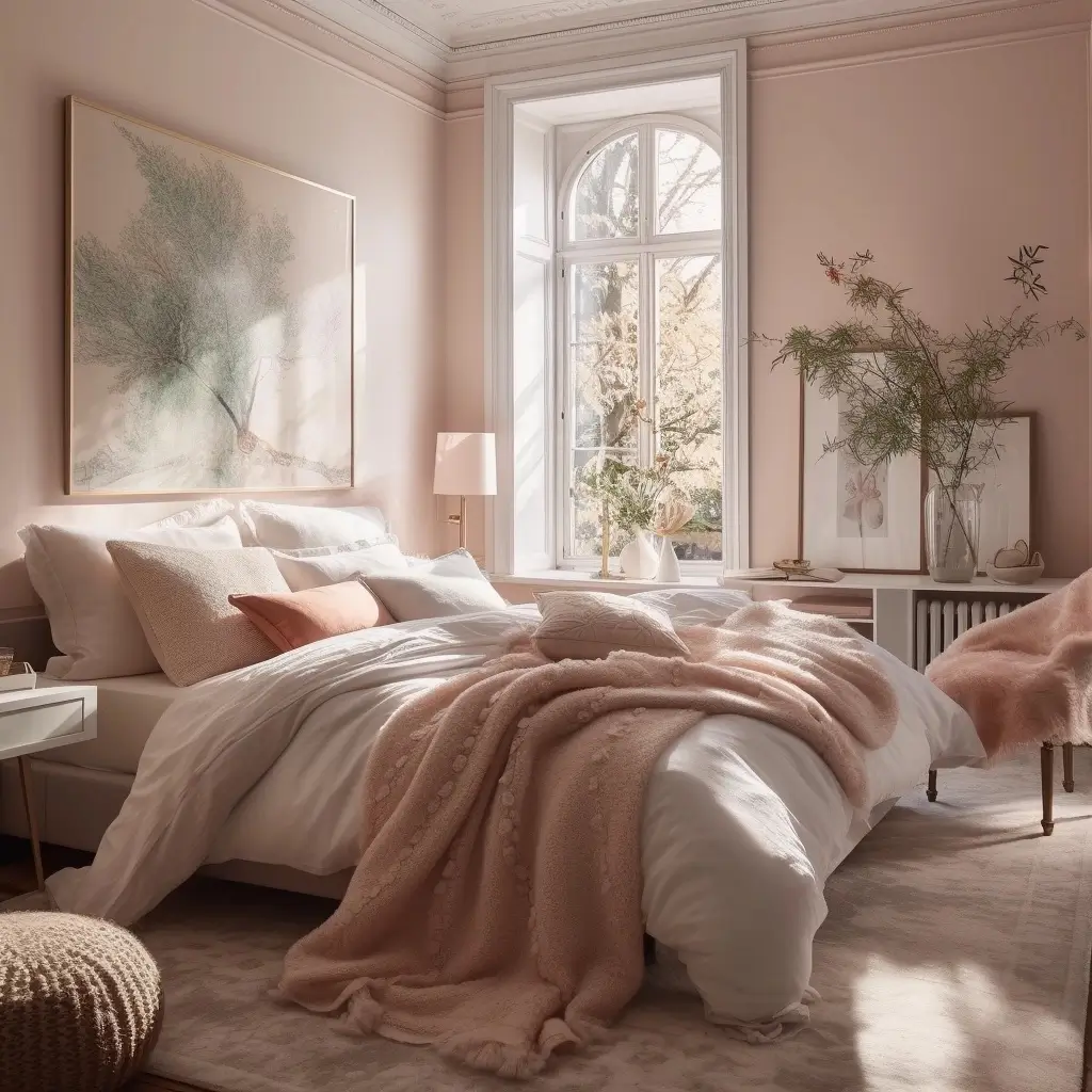 Light blush pink bedroom