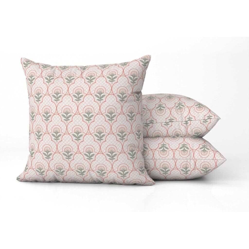 Amelia Square Pillow in Coral Olive