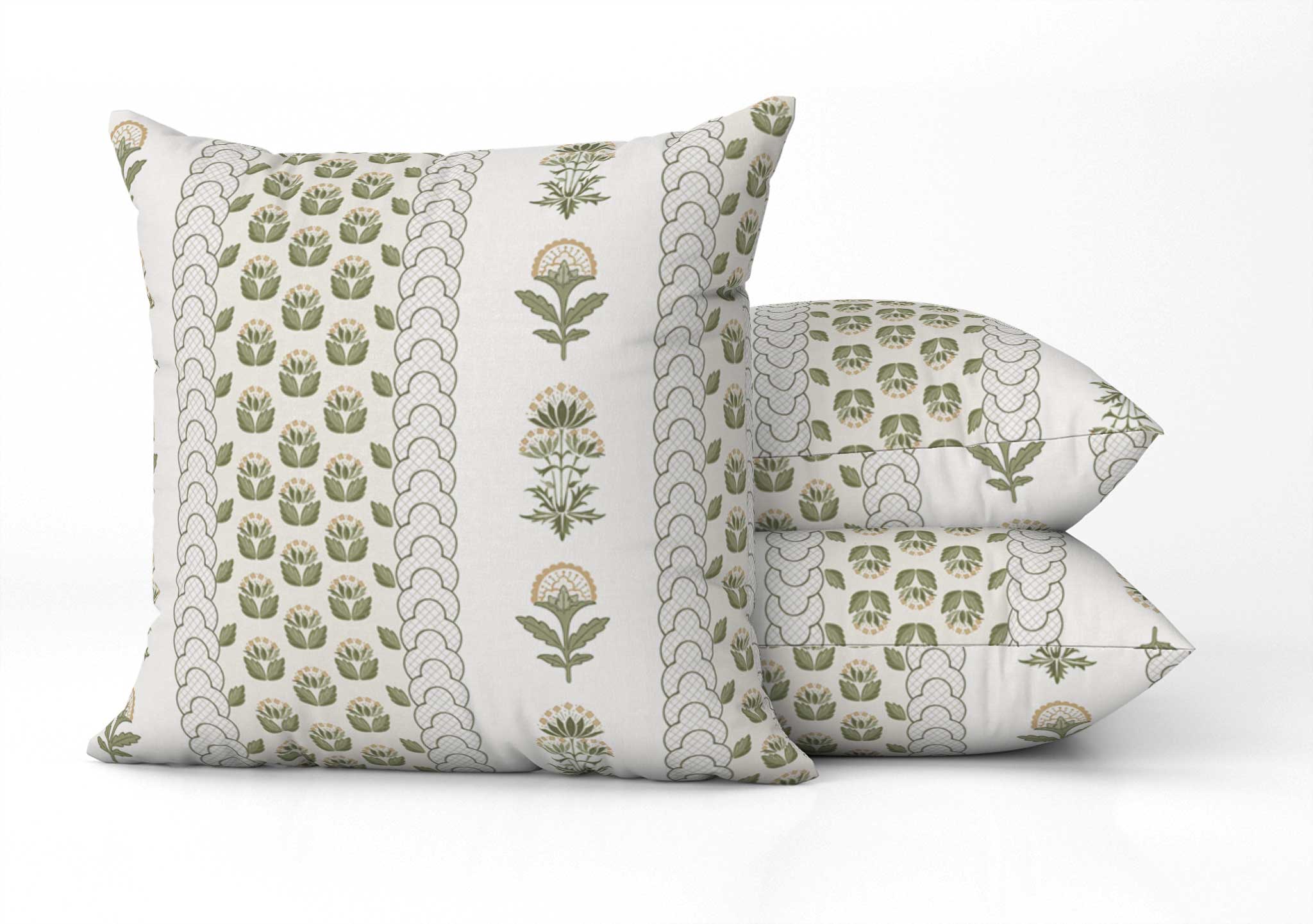 Ava Square Pillow in Ochre Olive