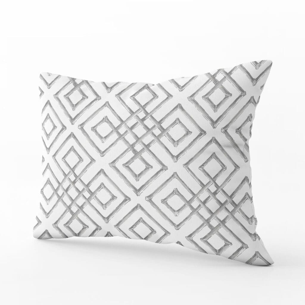 Bamboo Lattice Lumbar Pillow in Gris Gray