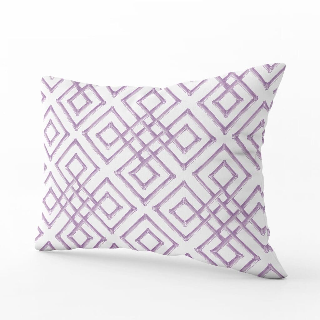 Bamboo Lattice Lumbar Pillow in Lilac