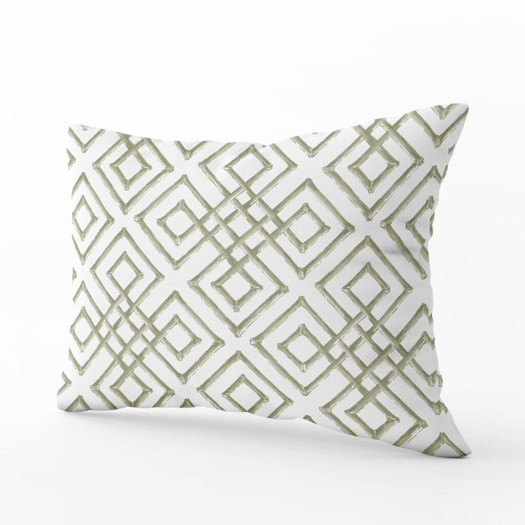 Bamboo Lattice Lumbar Pillow in Olive