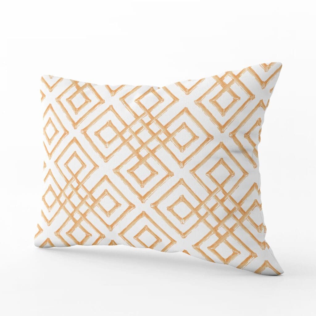 Bamboo Lattice Lumbar Pillow in Sherbet Orange