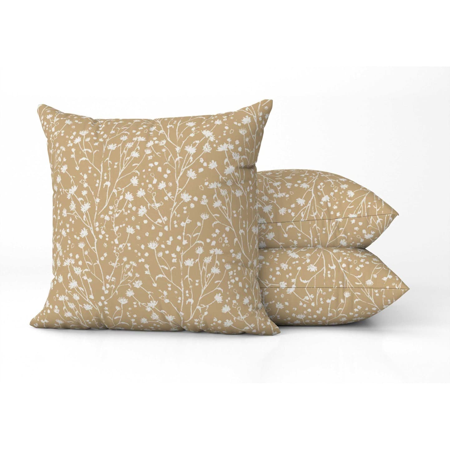 Blossoms Reverse Square Pillow in Ochre