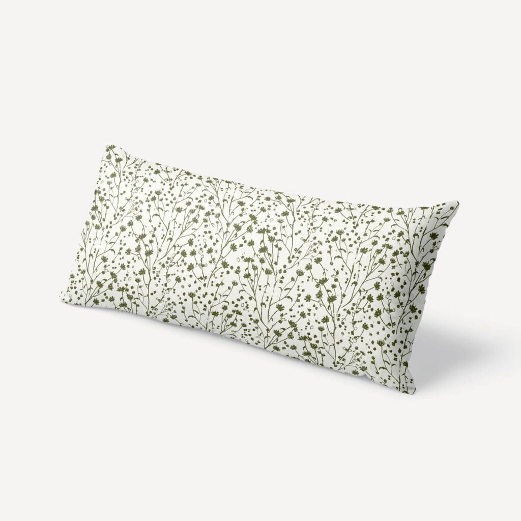 Blossoms XL Lumbar Pillow in Fern