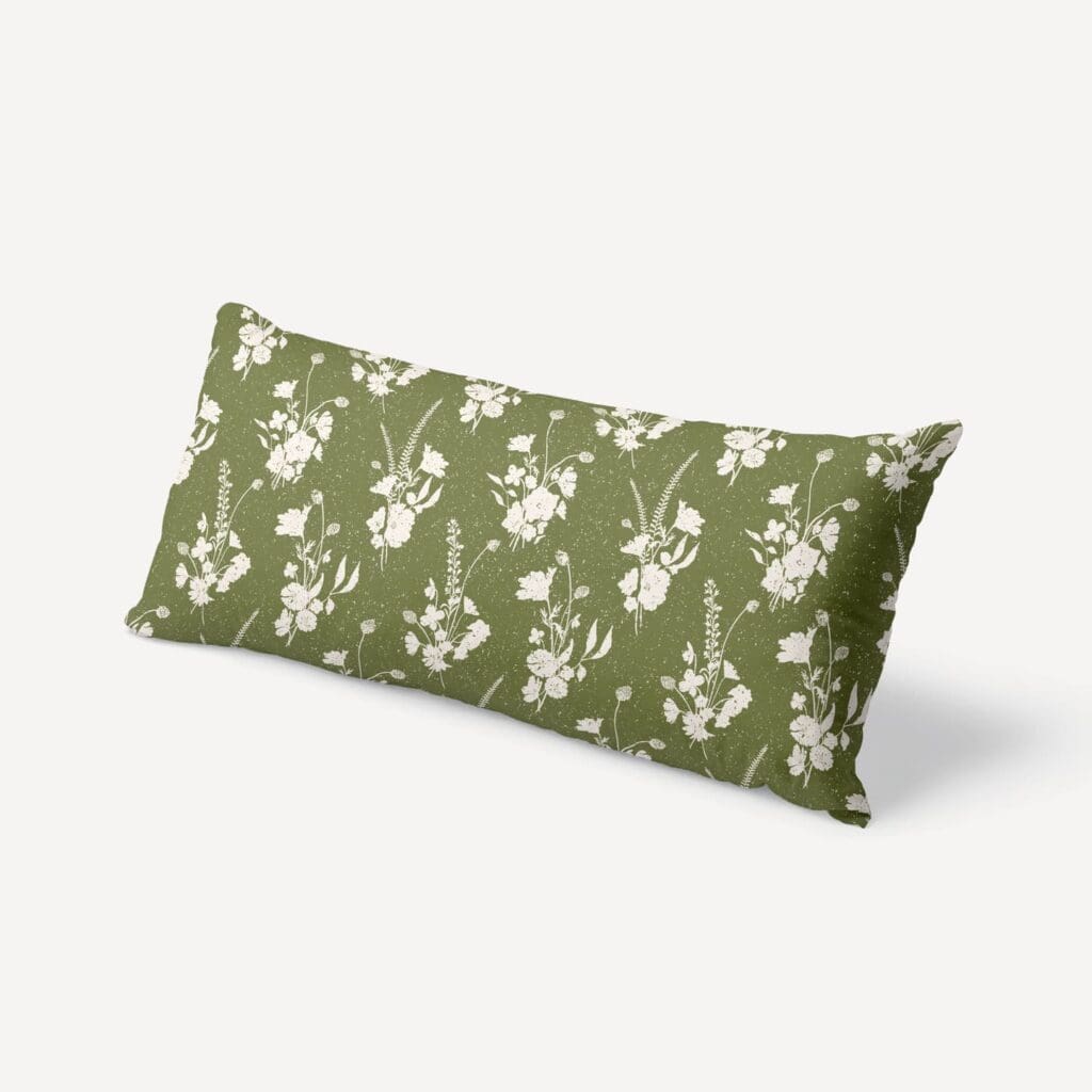 Bouquet XL Lumbar Pillow in Olive