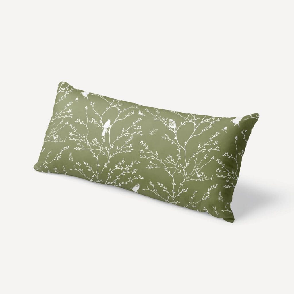 Branches Reverse XL Lumbar Pillow in Olive
