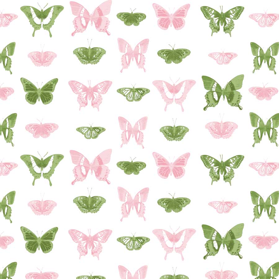 Butterfly March Pattern in Blush Grass