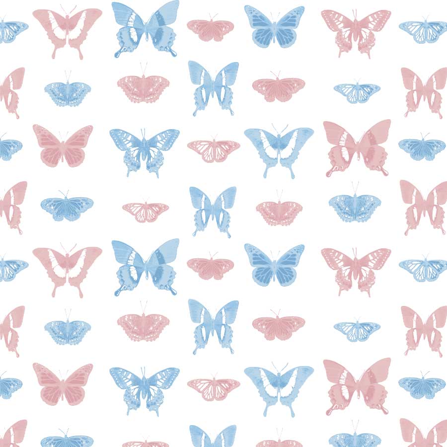 Butterfly March Pattern in Blush Sky