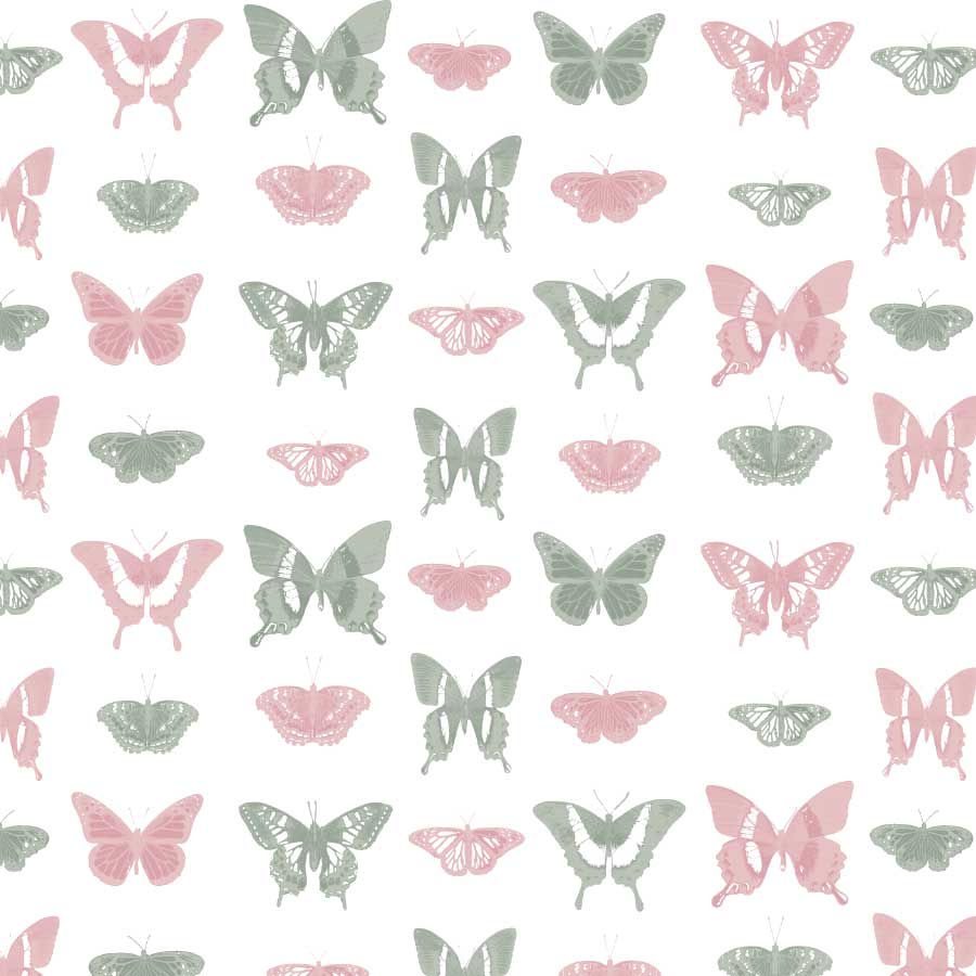 Butterfly March Pattern in Moss Rose