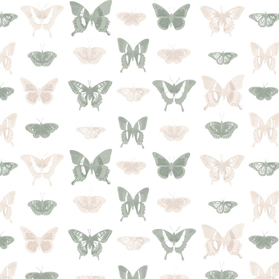 Butterfly March Pattern in Moss Linen