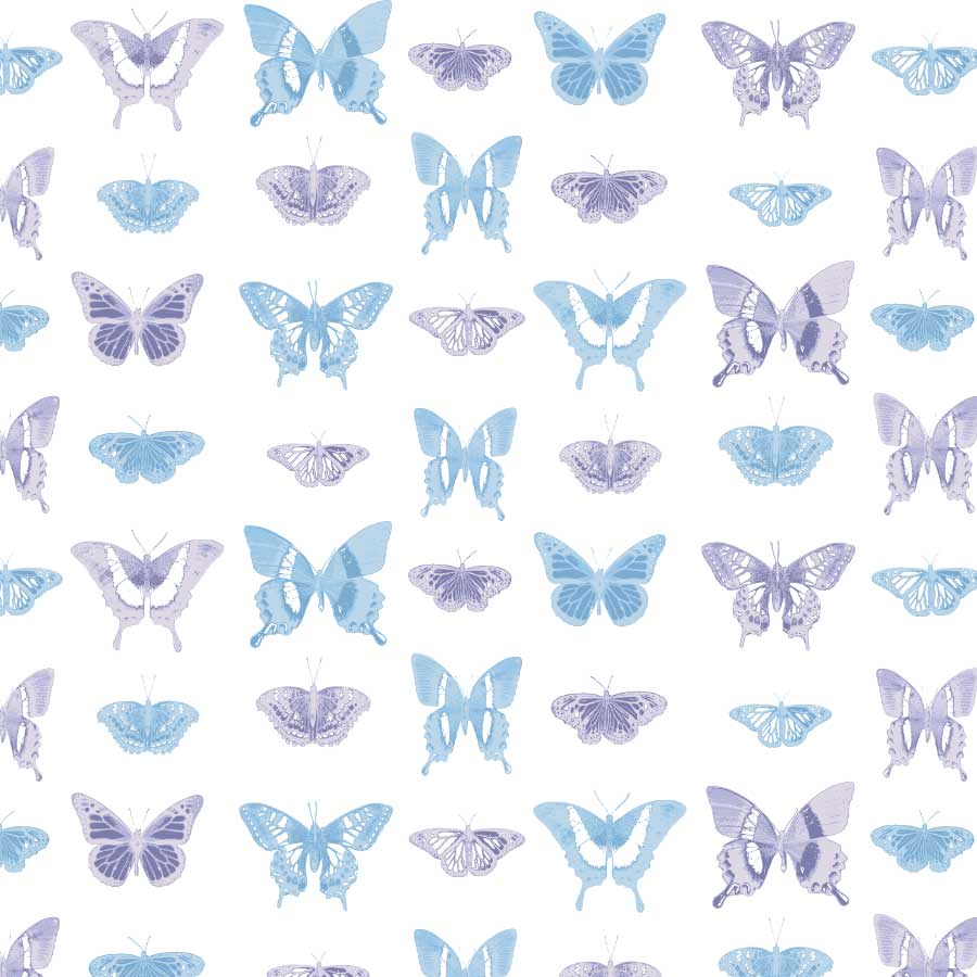 Butterfly March Pattern in Sky Lavender