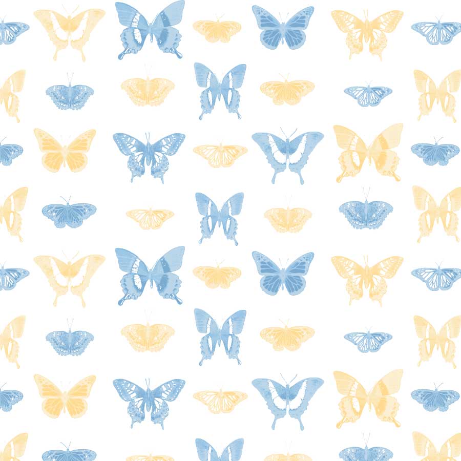 Butterfly March Pattern in Sky Lemon