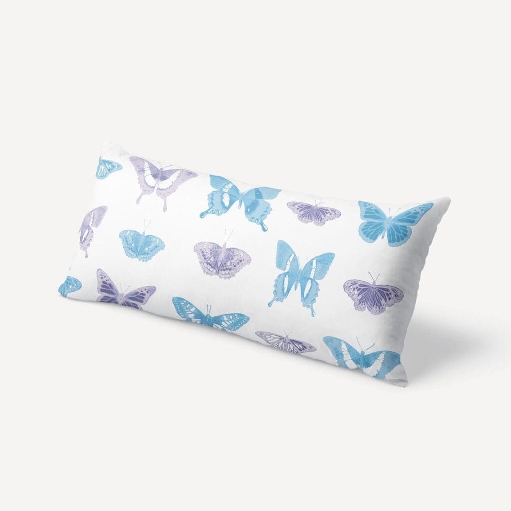 Butterfly March XL Lumbar Pillow in Sky Lavender