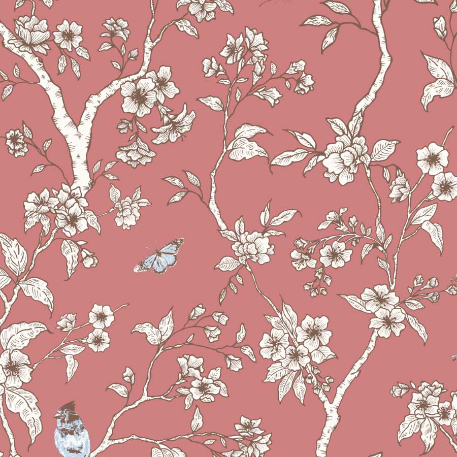 Chinoiserie Reverse Pattern in Cranberry