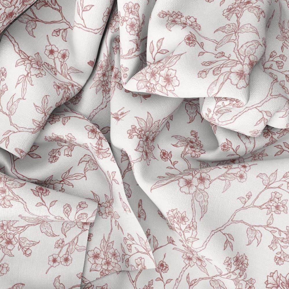 Chinoiserie Fabric Drape in Cranberry