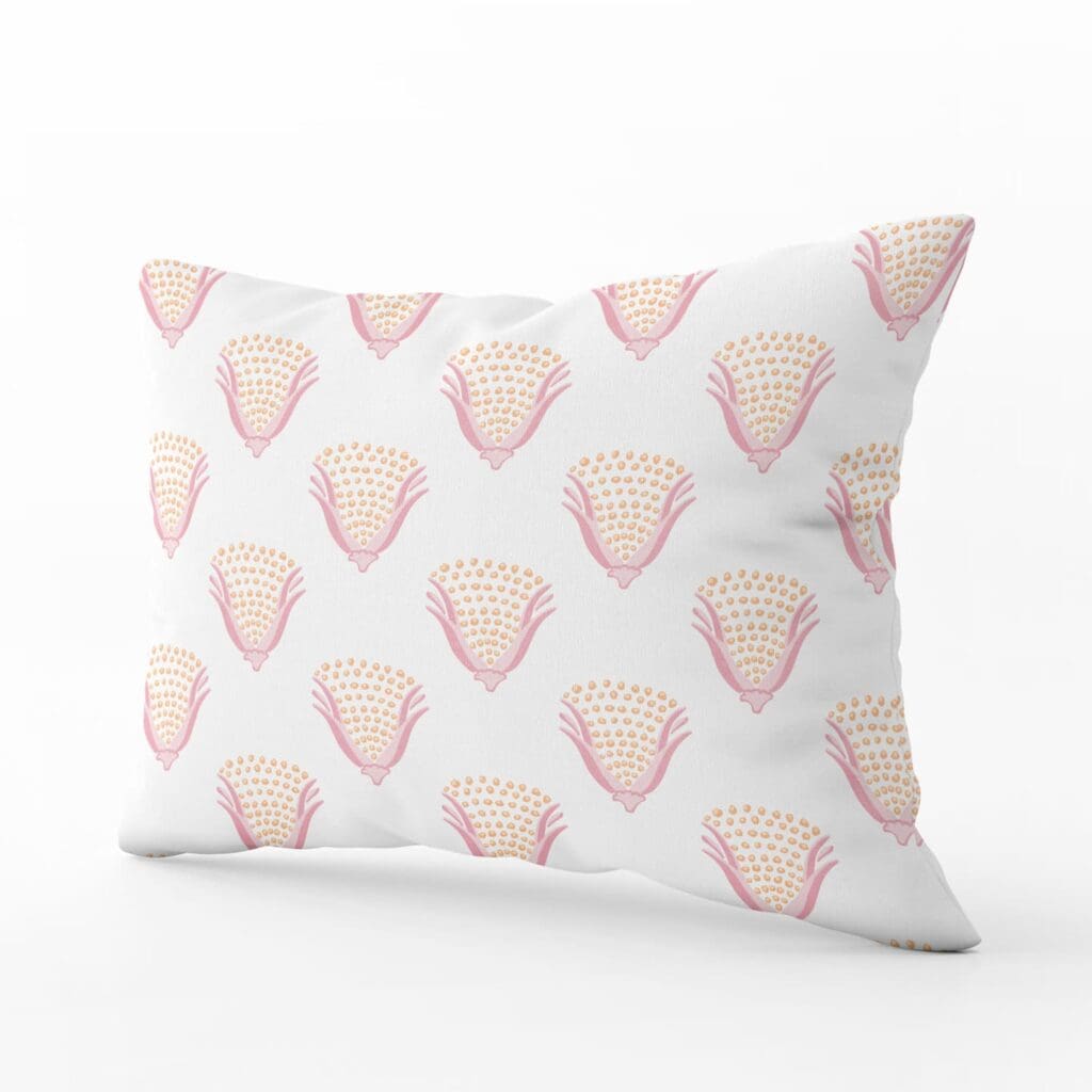 Cornflower Lumbar Pillow in Blush Sherbet