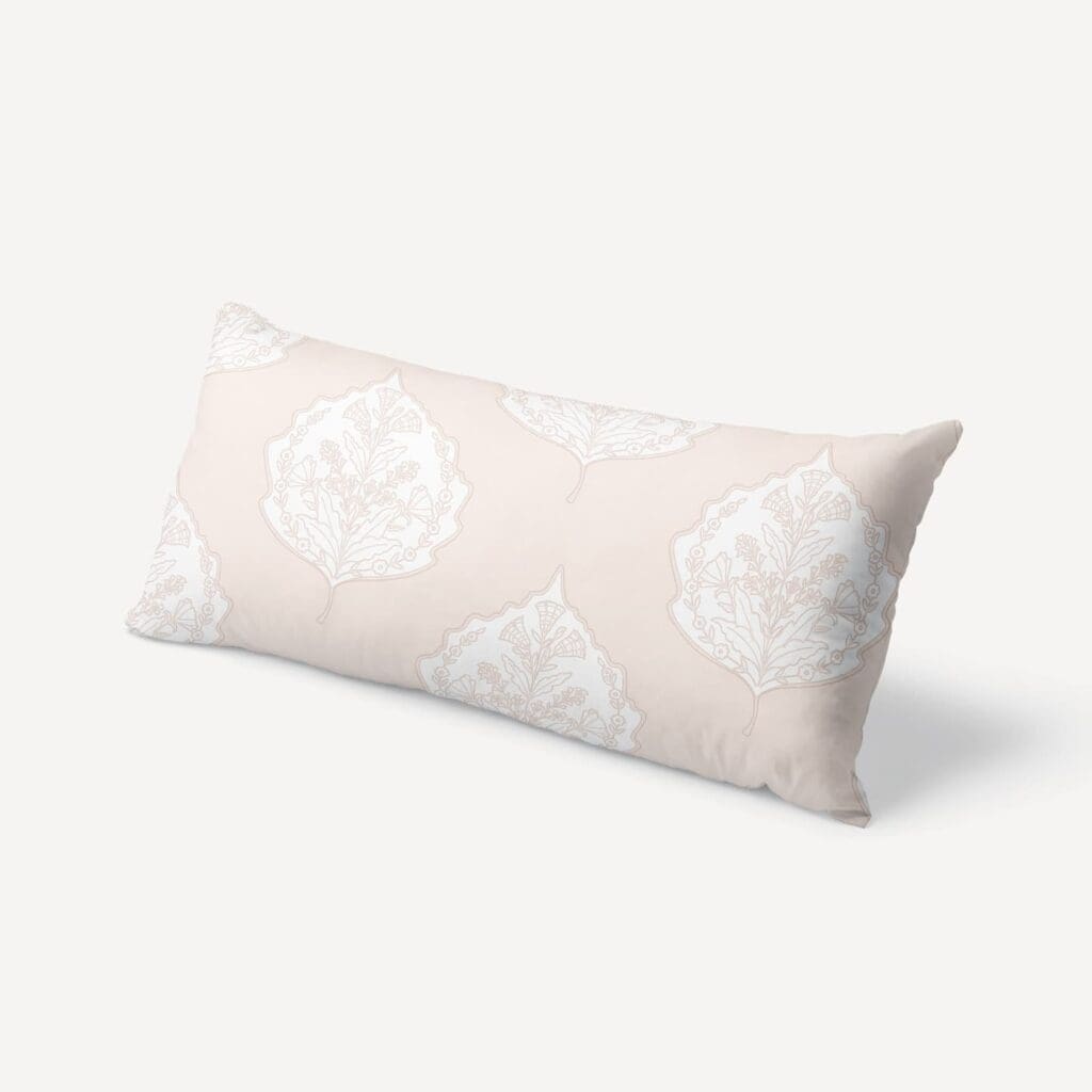 Cottage Leaf Reverse XL Lumbar Pillow in Linen