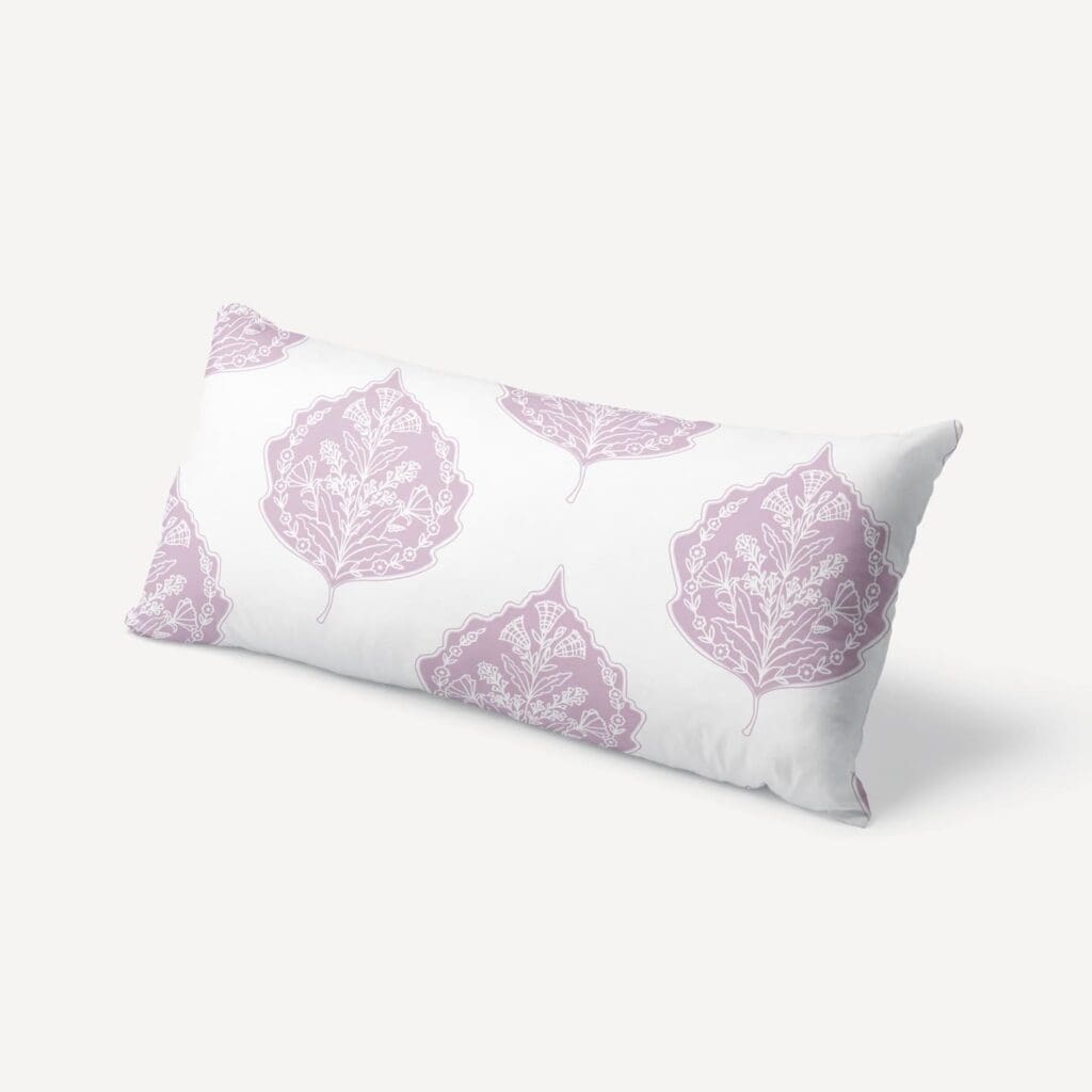 Cottage Leaf XL Lumbar Pillow in Lilac