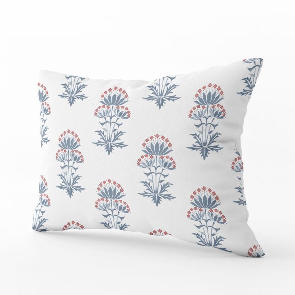 Evelyn Lumbar Pillows in Cranberry Water