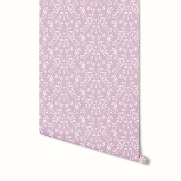 Flora Reverse Wallpaper in Lilac