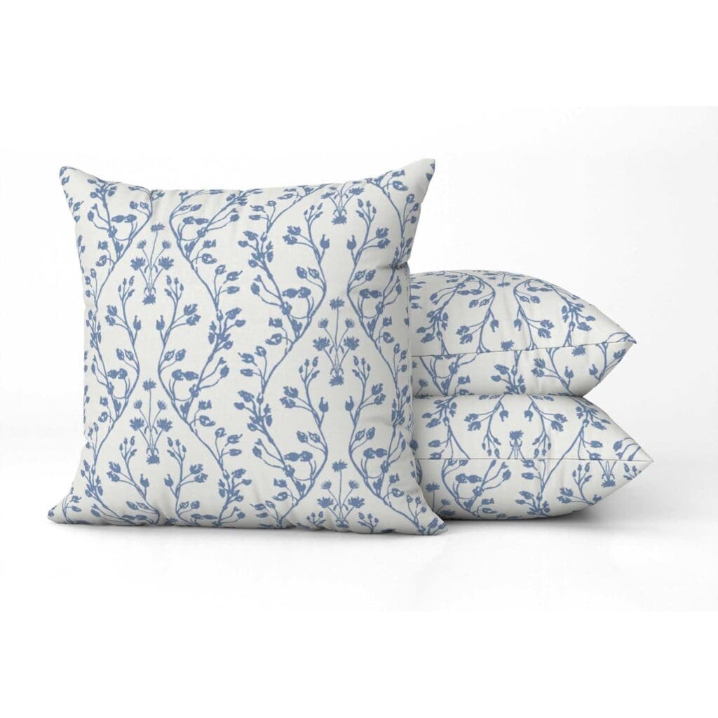 Flora Square Pillow in Water