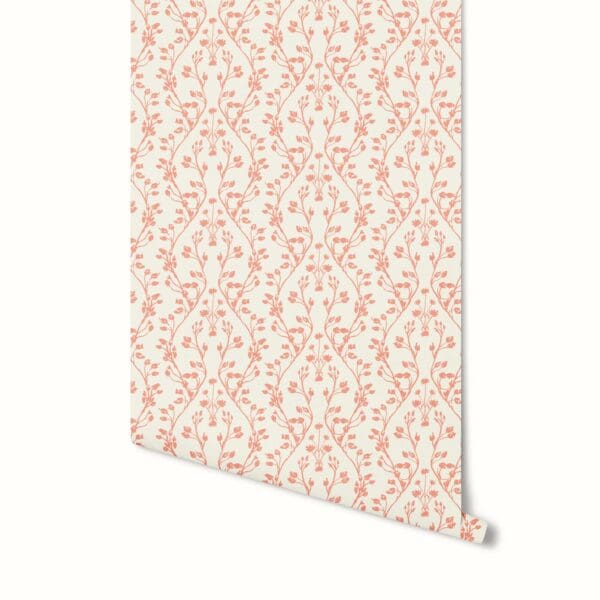 Flora Wallpaper in Coral