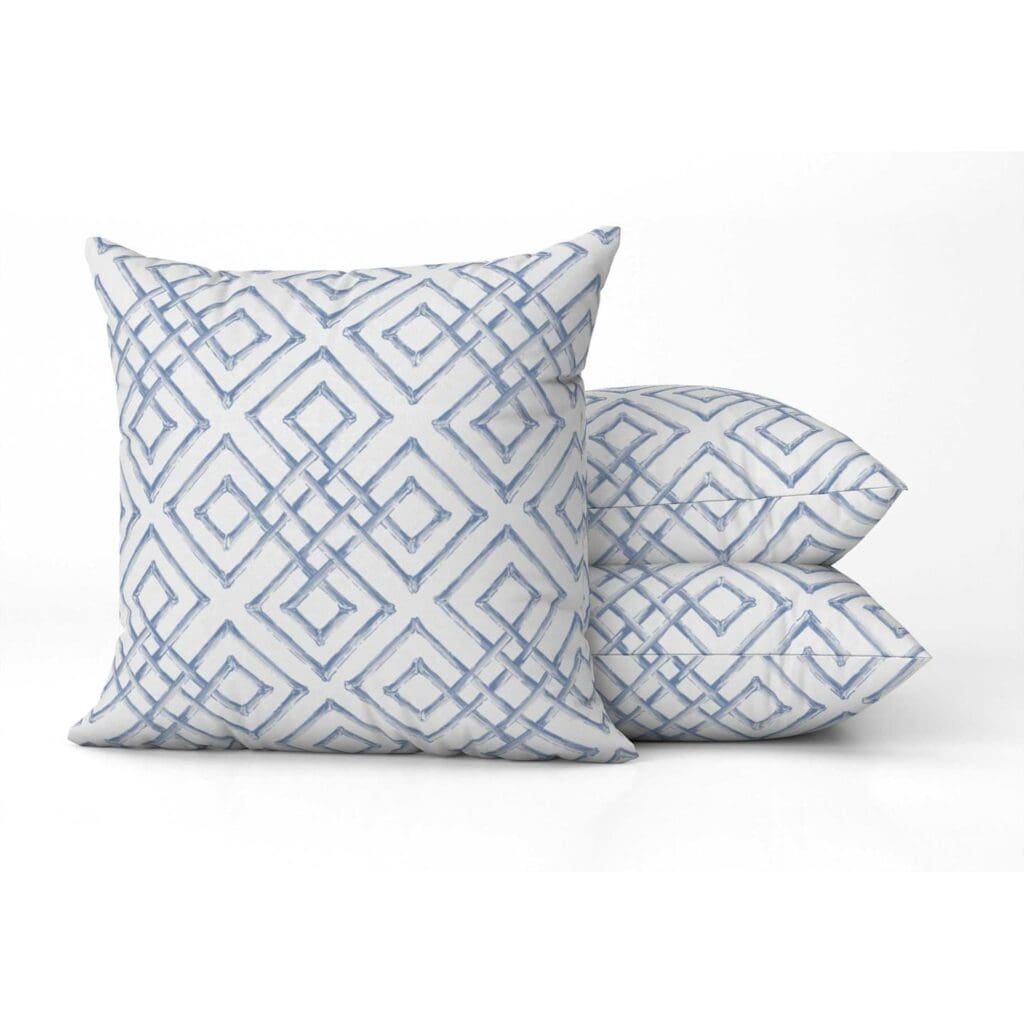 Bamboo Lattice Square Pillow in Water