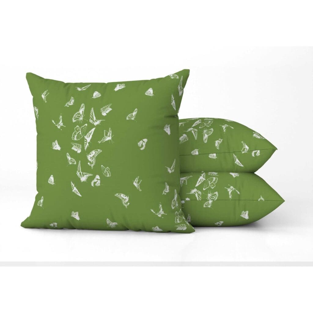 Butterfly Dance Reverse Square Pillow in Grass