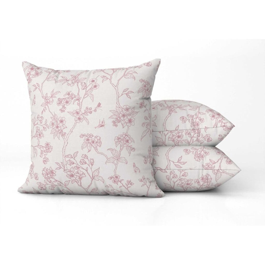 Chinoiserie Square Pillow in Rose