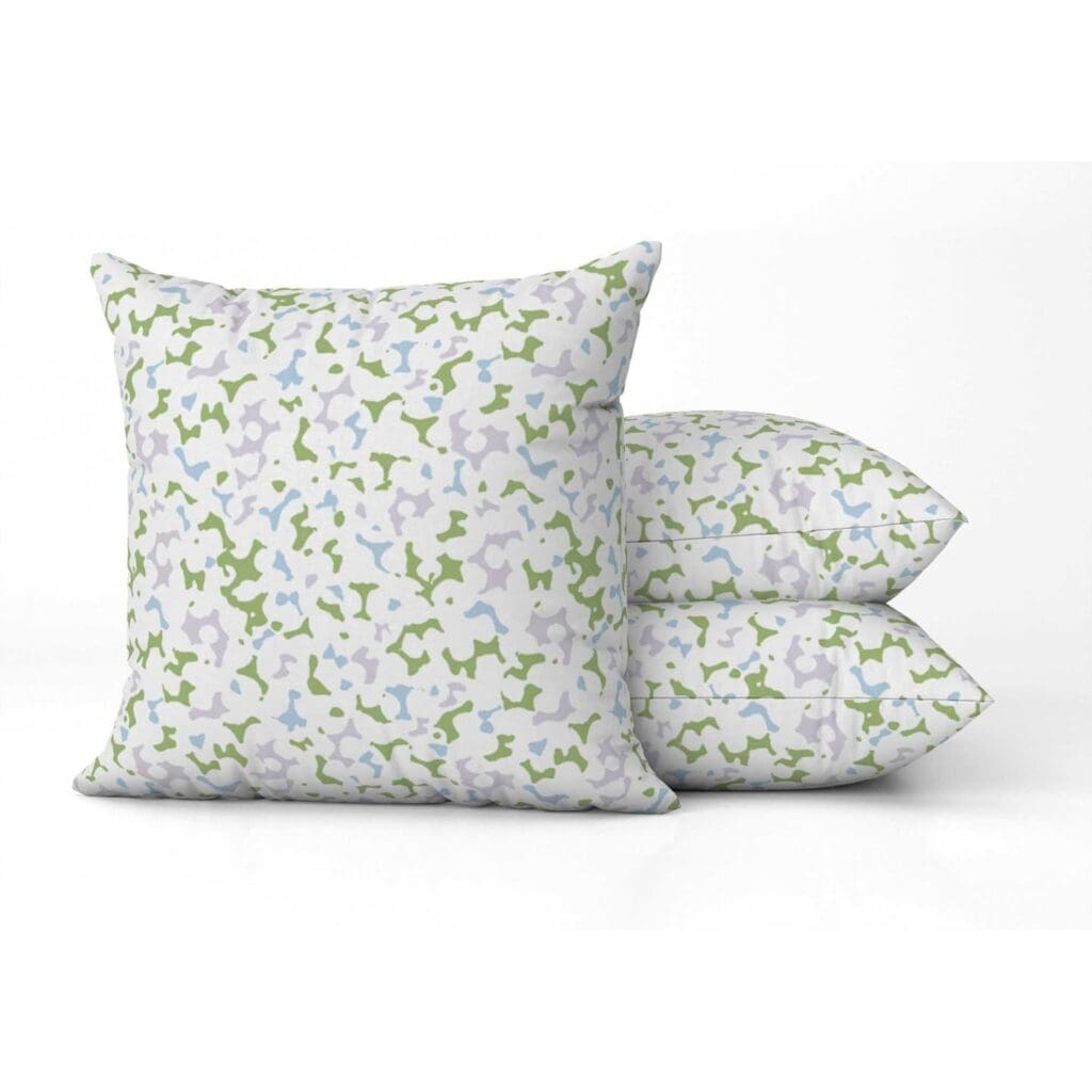 Coral Square Pillow in Lavender Sky Grass