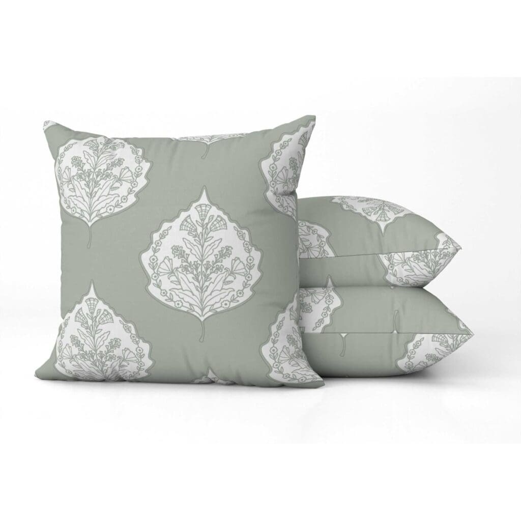 Cottage Leaf Reverse Square Pillow in Moss