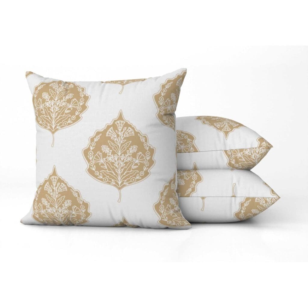 Cottage Leaf Square Pillow in Ochre